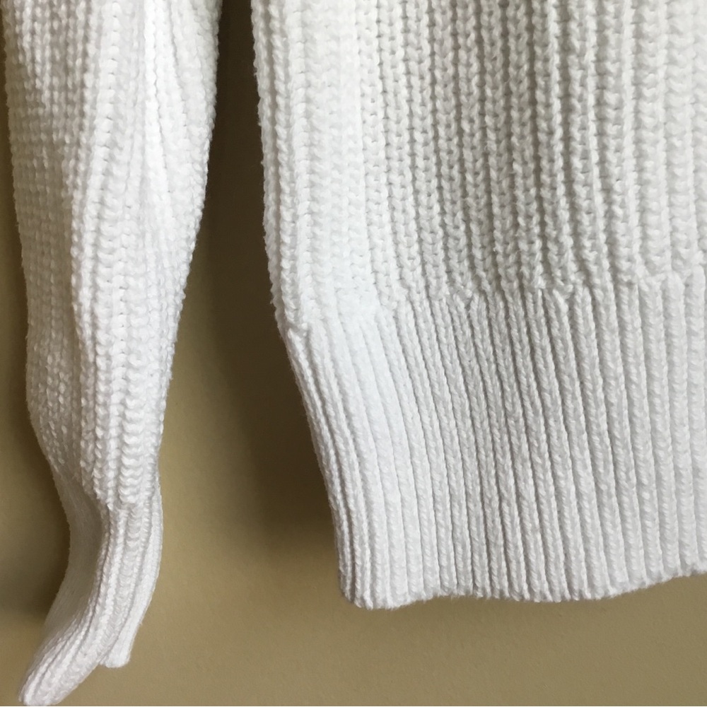 J. Crew White Organic Cotton Fisherman Knit Sweater Medium - Picture 4 of 11